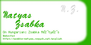 matyas zsabka business card